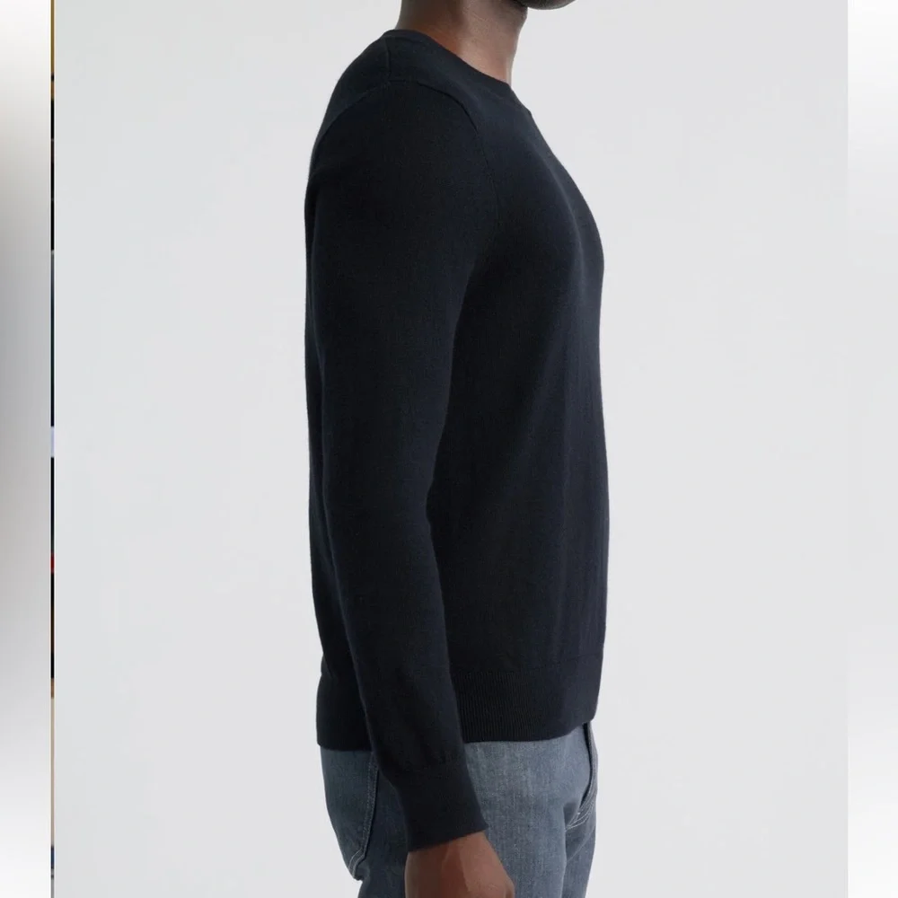 Nordstrom Crewneck Cotton & Cashmere Sweater Black Caviar